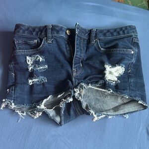 GAP Dark Blue Distressed Denim Shorts